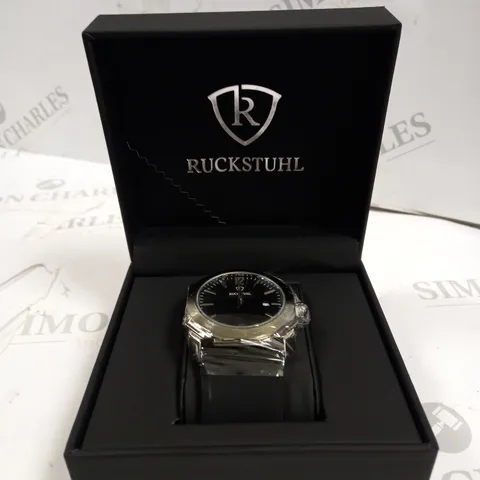 MENβS RUCKSTUHL R180 WATCH β DATE FUNCTION β BLACK DIAL β CURVED SCRATCH RESISTANT CRYSTAL GLASS