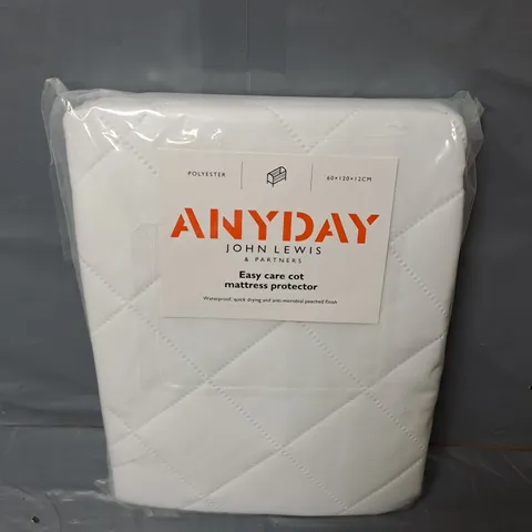 BAGGED JOHN LEWS ANYDAY EASY CARE COT MATTRESS PROTECTOR IN WHITE