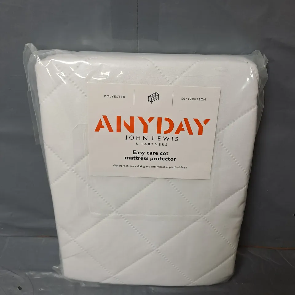 BAGGED JOHN LEWS ANYDAY EASY CARE COT MATTRESS PROTECTOR IN WHITE 
