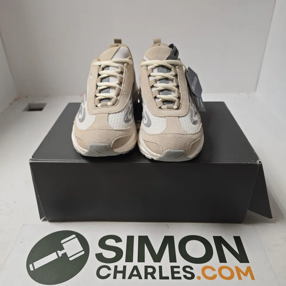 BOXED PAIR OF DEPORTIVO COMBINADO OUT OF CORE TRAINERS IN BEIGE - UK 7