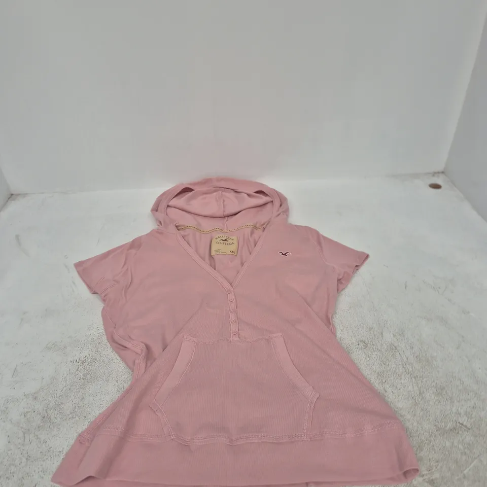 UK 18 HOLLISTER CALIFORNIA PINK HOODIE WITH KANGAROO POCKET (XXL)