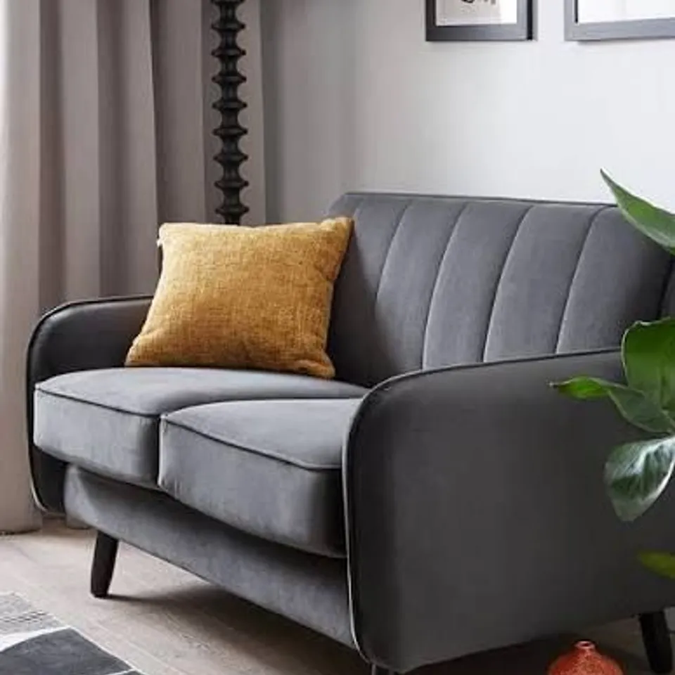 BOXED JENNIFER COMPACT FABRIC 2 SEATER SOFA - GREY (1 BOX) RRP £299