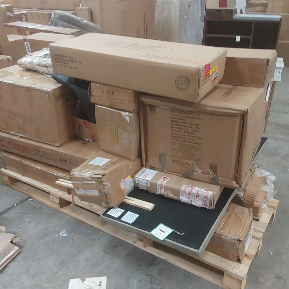 PALLET CONTAINING A LARGE QUANTITY OF ASSORTED FURNITURE PARTS ECT 
