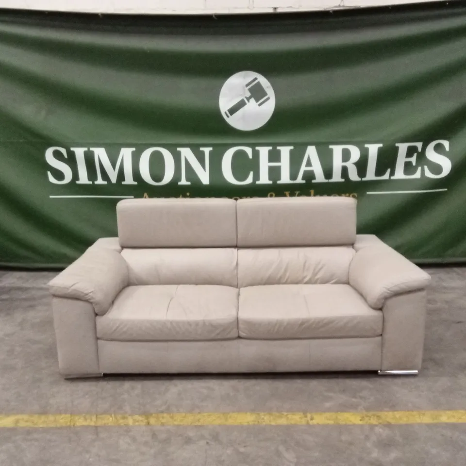 BRADY 100% PREMIUM LEATHER 3 SEATER SOFA - GREY RRP £1049