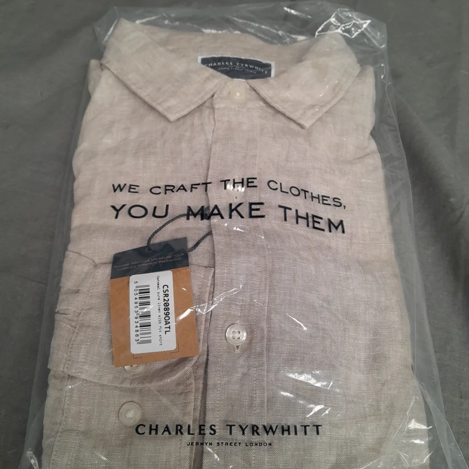 CHARLES TYRWHITT PURE LINEN SLIM FIT SHIRT SIZE L