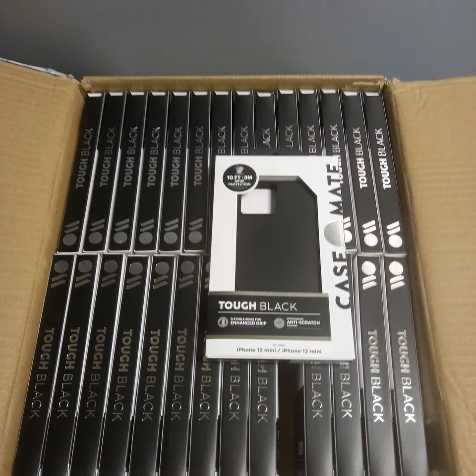 BOX OF APPROXIMATELY 56 CASEMATE TOUGH IPHONE 13 MINI/IPHONE 12 MINI PHONE CASES IN BLACK