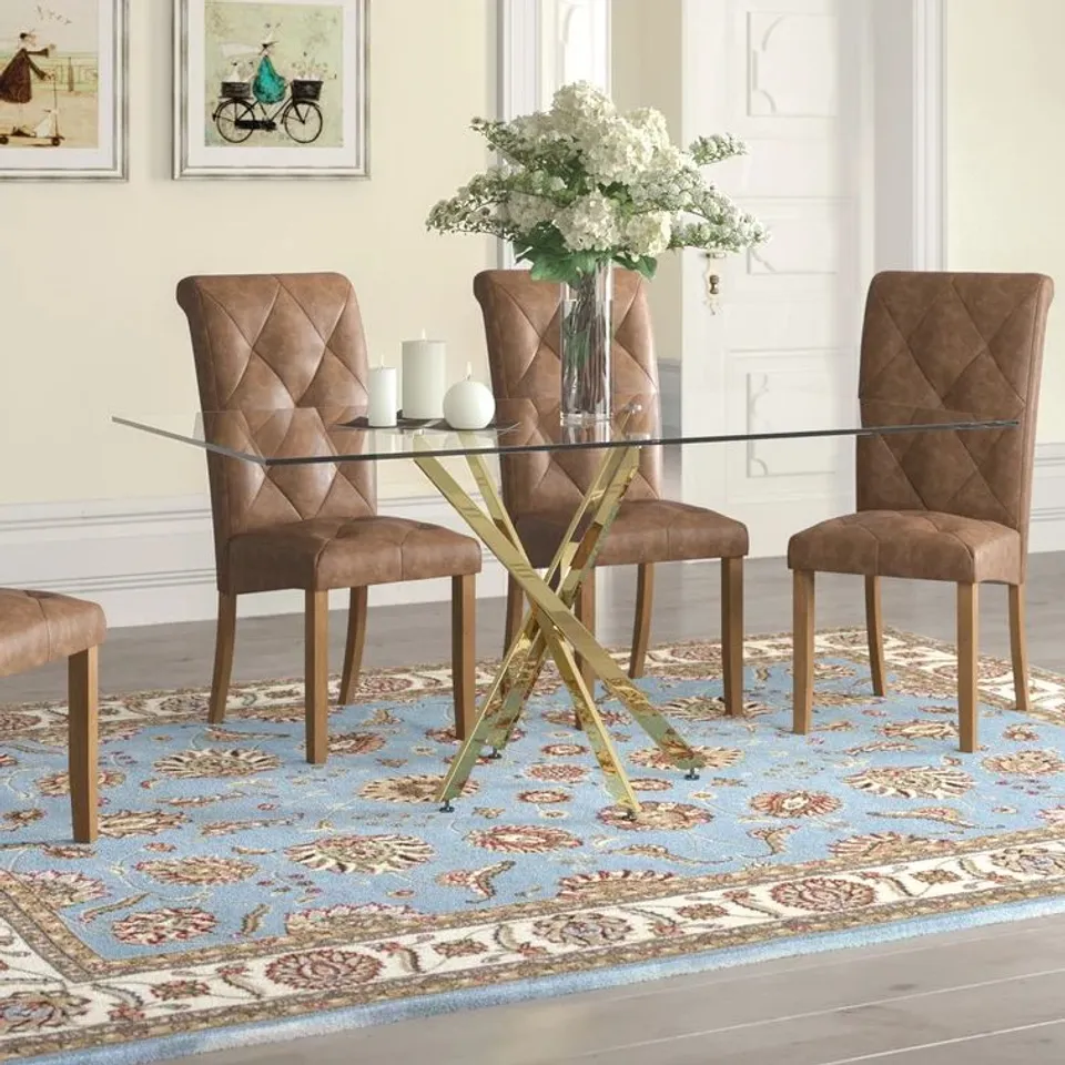 BOXED BASHAW GLASS DINING TABLE (2 BOXES)