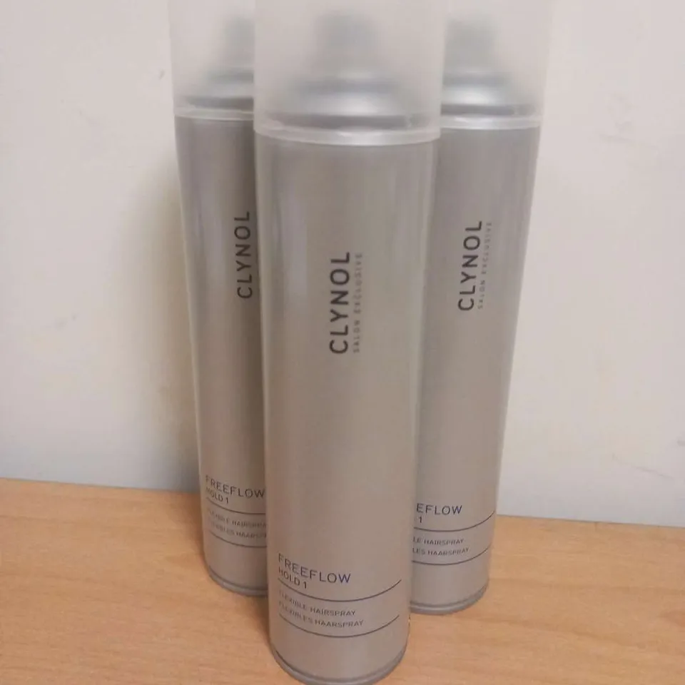 ONE BOX OF APPROXIMATELY 12 CLYNOL SALON EXCLUSIVE FREEFLOW HOLD 1 FLEXIBLE HAIRSPRAY 300ML