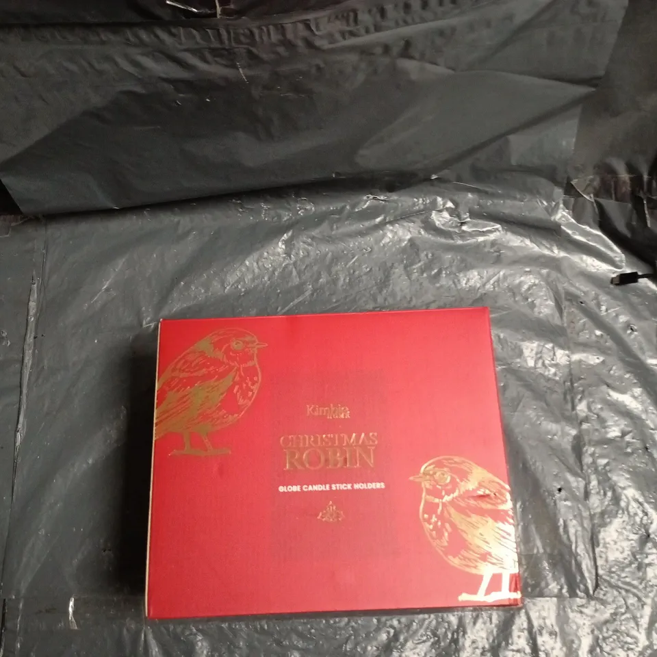 GOLD GLOBE CANDLE STICK HOLDERS (SET OF 2) WITH GLASS SNOW SCENE GLOBES