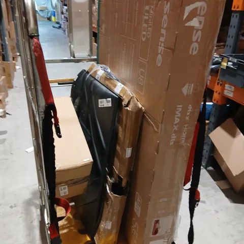 FIVE ASSORTED PRODUCTS TO INCLUDE; MALIKA BRACELET, HISENSE DAMAGED TV AND HOME STORIES ROTATING GLASS CHRISTMAS TREE