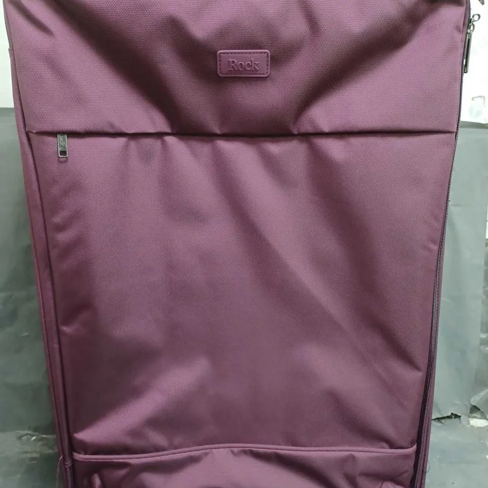 BOXED ROCK LARGE 4 WHEEL SUIT CASE IN PURPLE