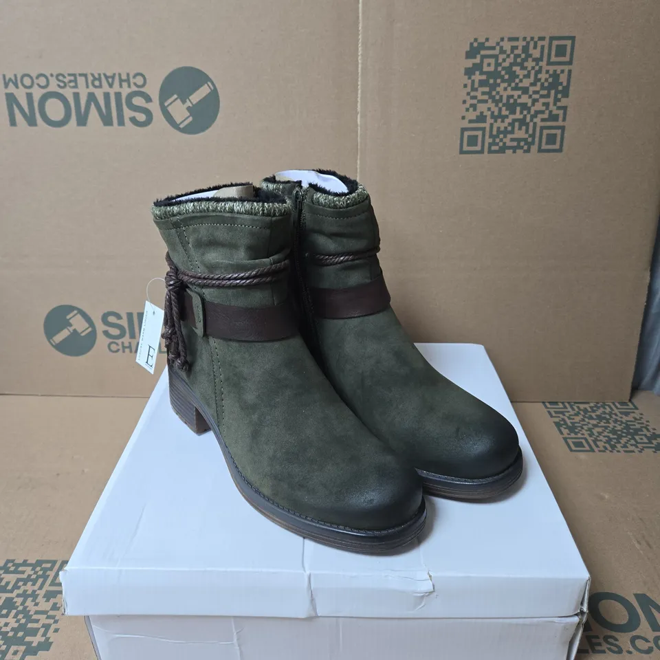 EMMA STOCKHOLM GREEN/BROWN ANKLE BOOTS SIZE 4 BOXED