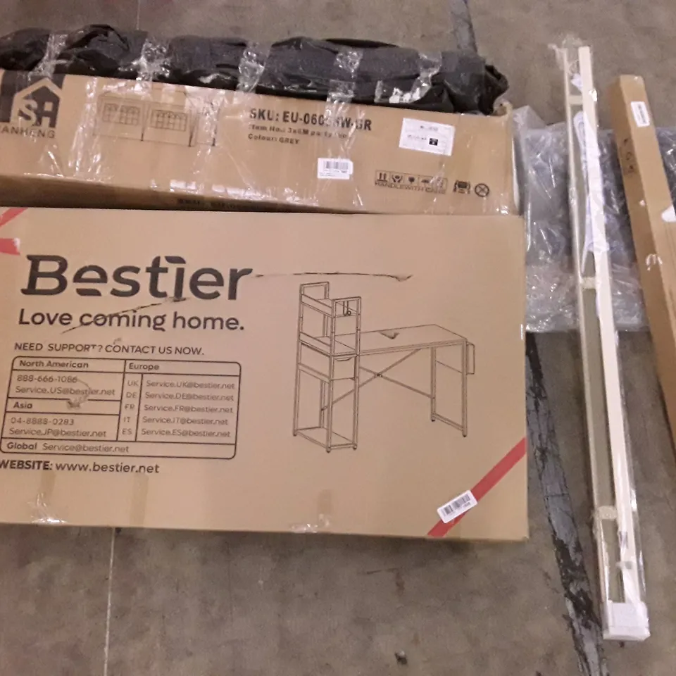 PALLET OF ASSORTED PRODUCTS INCLUDING 3×6M PARTY TENT, DOOR MAT, WINDOW BLINDS, TENSION ROD, WORK DESK