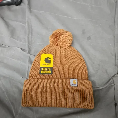 CARHARTT KNIT BEANIE WITH POM-POM – CARAMEL