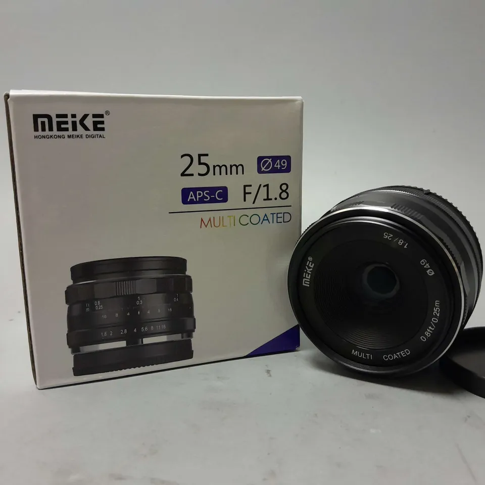 BOXED MEKE MULTICOATED 25mm APS-C F/1.8 LENS