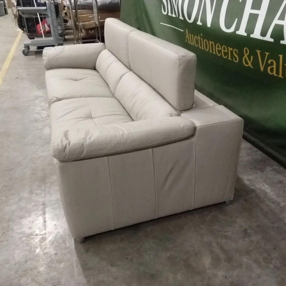 BRADY PREMIUM LEATHER 4 SEATER SOFA - SOFT GREY RRP £1179