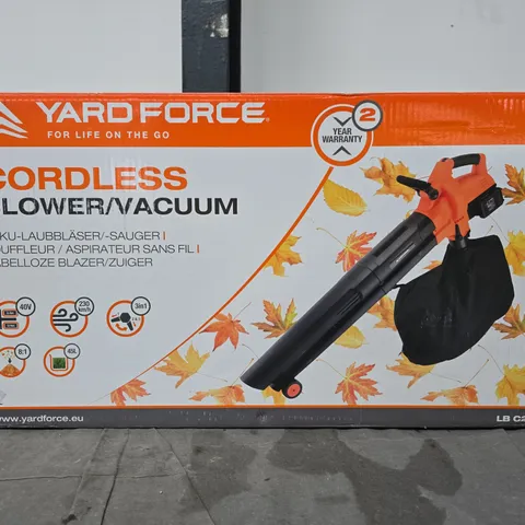 BOXED YARD FORCE CORDLESS BLOWER/VACUUM