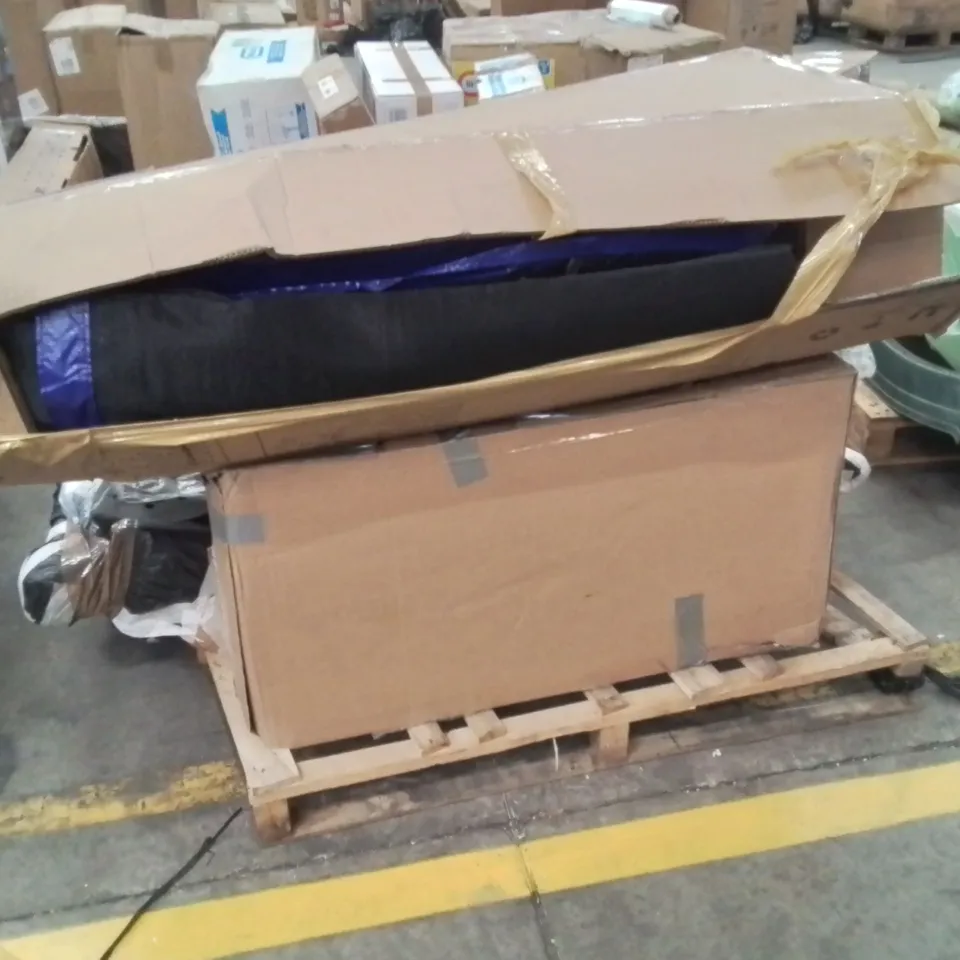 PALLET TO CONTAIN AN ASSORTMENT OF INCOMPLETE GARDEN FURNITURE AND TRAMPOLINES ECT