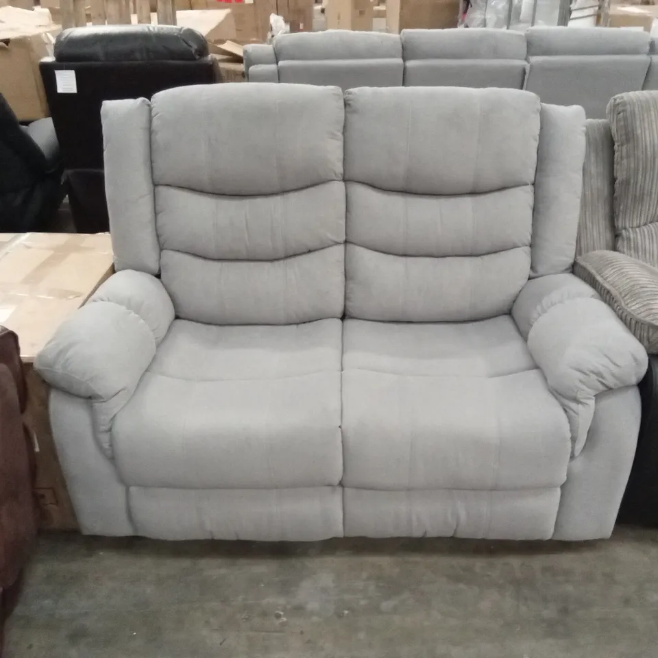 DESIGNER 2 SEATER GREY FABRIC MANUAL RECLINER SOFA