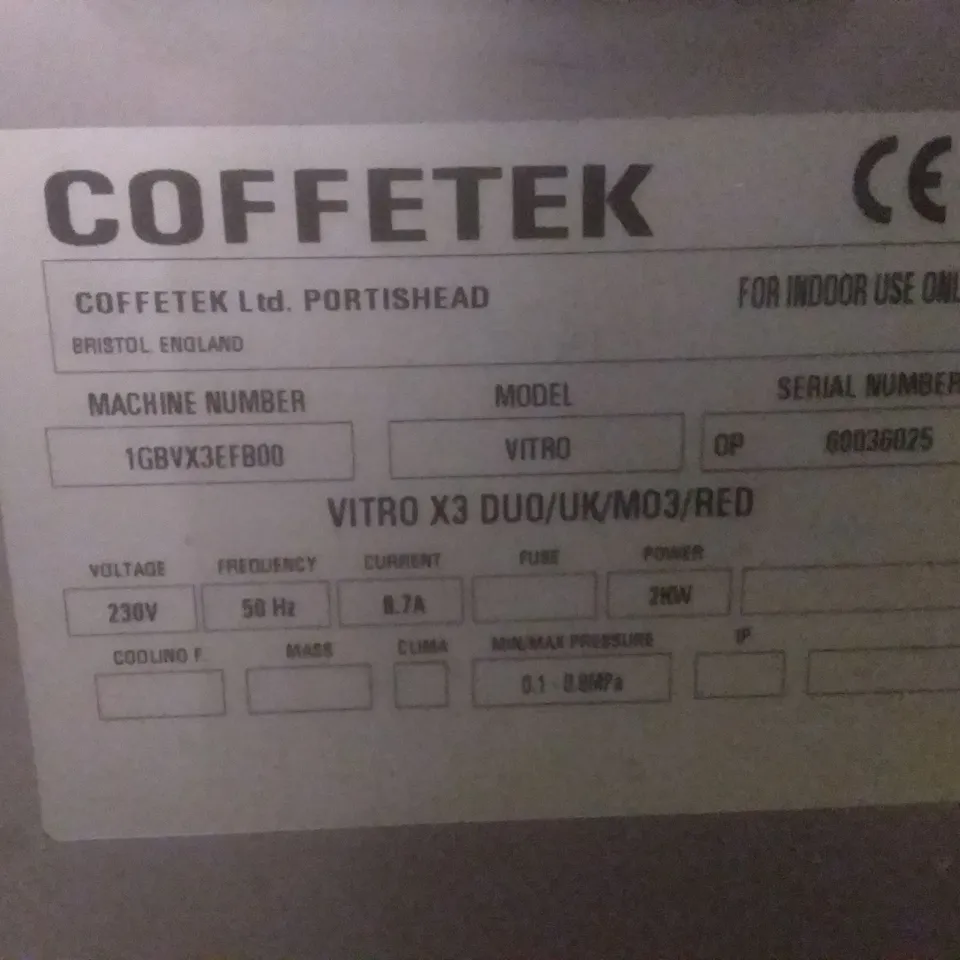 COFFETEK VITRO X3 COFFEE MACHINE