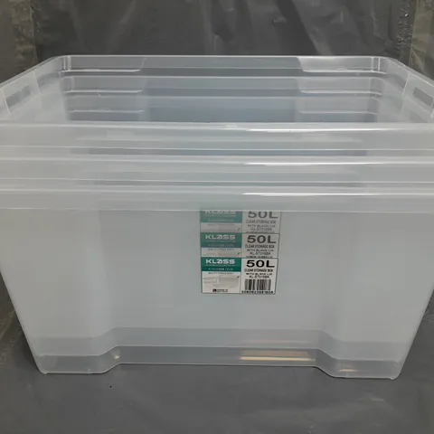 KLASS SET OF 3 X 50L CLEAR STORAGE BOXES WITH LIDS