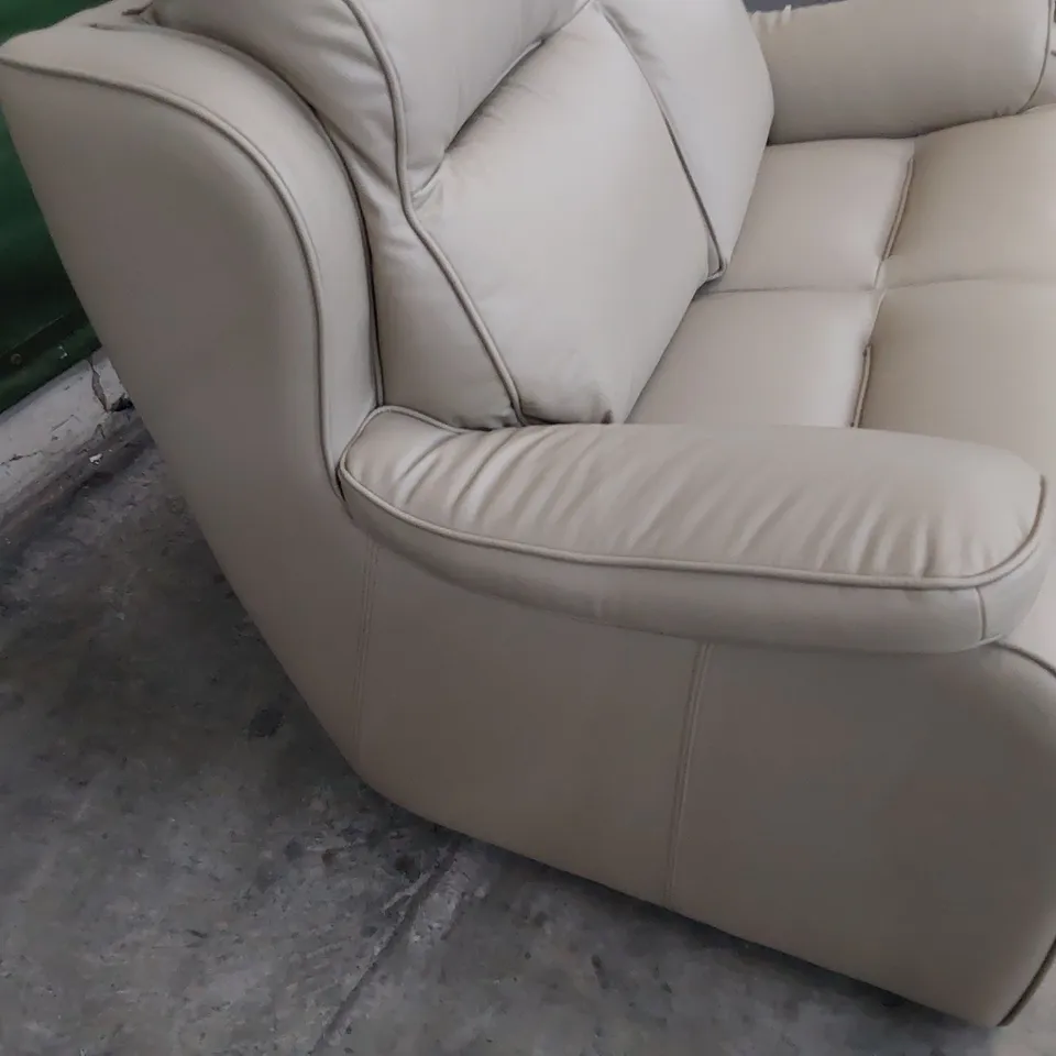 QUALITY BRITISH DESIGNER PARKER KNOLL BOSTON TWO SEATER SOFA LIGHT FAWN LEATHER 