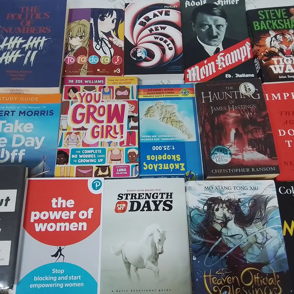 LARGE QUANTITY OF ASSORTED BOOKS TO INCLUDE NOVELS, COOKBOOKS, REFRENCE TEXTS AND KIDS BOOKS