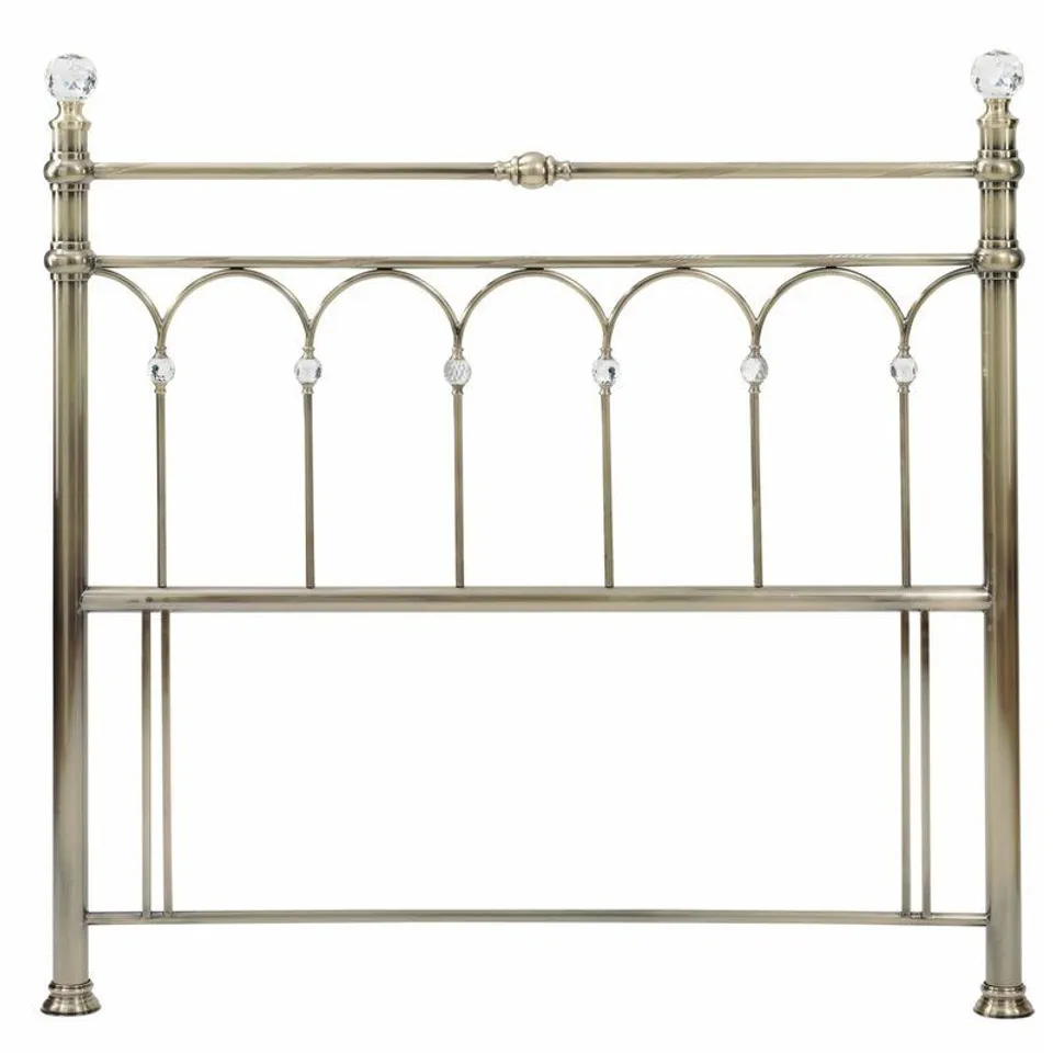 BOXED ABDERUS KINGSIZED 150CM ANTIQUE BRASS HEADBOARD 