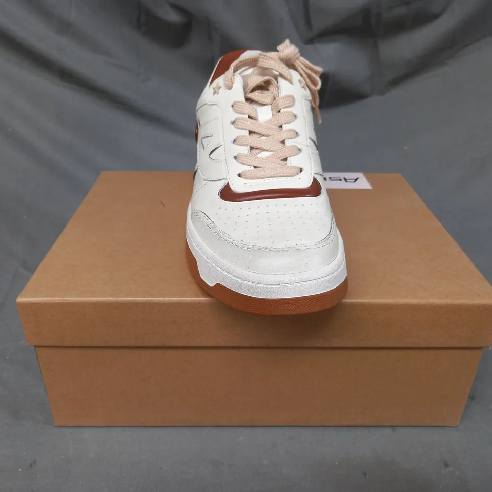 BOXED PAIR OF ASH BLAKE SHOES IN CREAM/BROWN EU SIZE 40