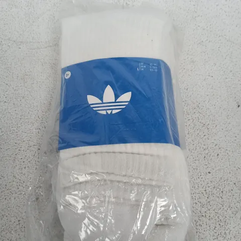 ADIDAS WHITE SOCKS – X3 - LARGE 