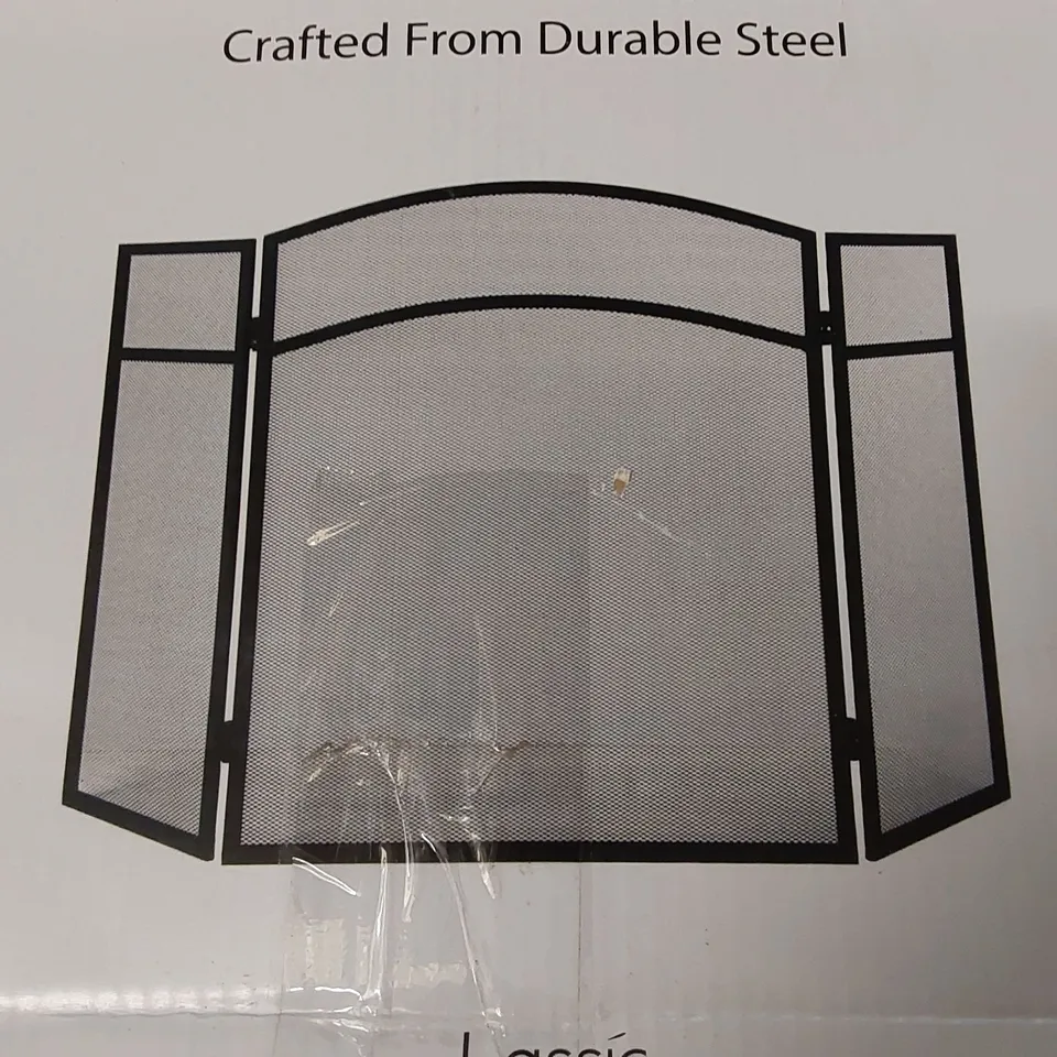 BOXED MILTON 3 PANEL STEEL FIREPLACE SCREEN