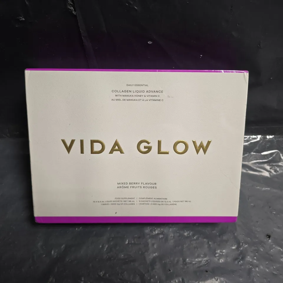 VIDA GLOW COLLAGEN LIQUID ADVANCE – MIXED BERRY FLAVOUR, BOXED