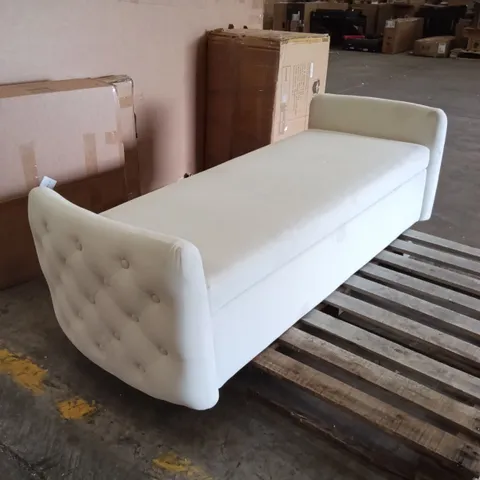 BOXED TUFTED CHAISE LOUNGE STORAGE BENCH - WHITE (1 BOX)