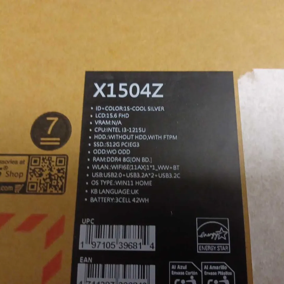 BOXED ASUS VIVOBOOK INTEL I3-1215U 512 SSD LAPTOP