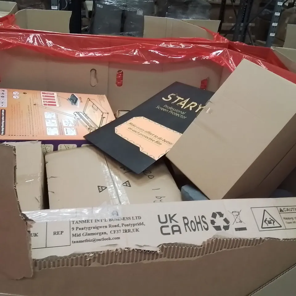 PALLET OF ASSORTED HOUSEHOLD GOODS AND PRODUCTS TO INCLUDE;BALLOON PARTY ARCH,FLOOR CUTTER,SCREEN PROTECTORFOR PC
