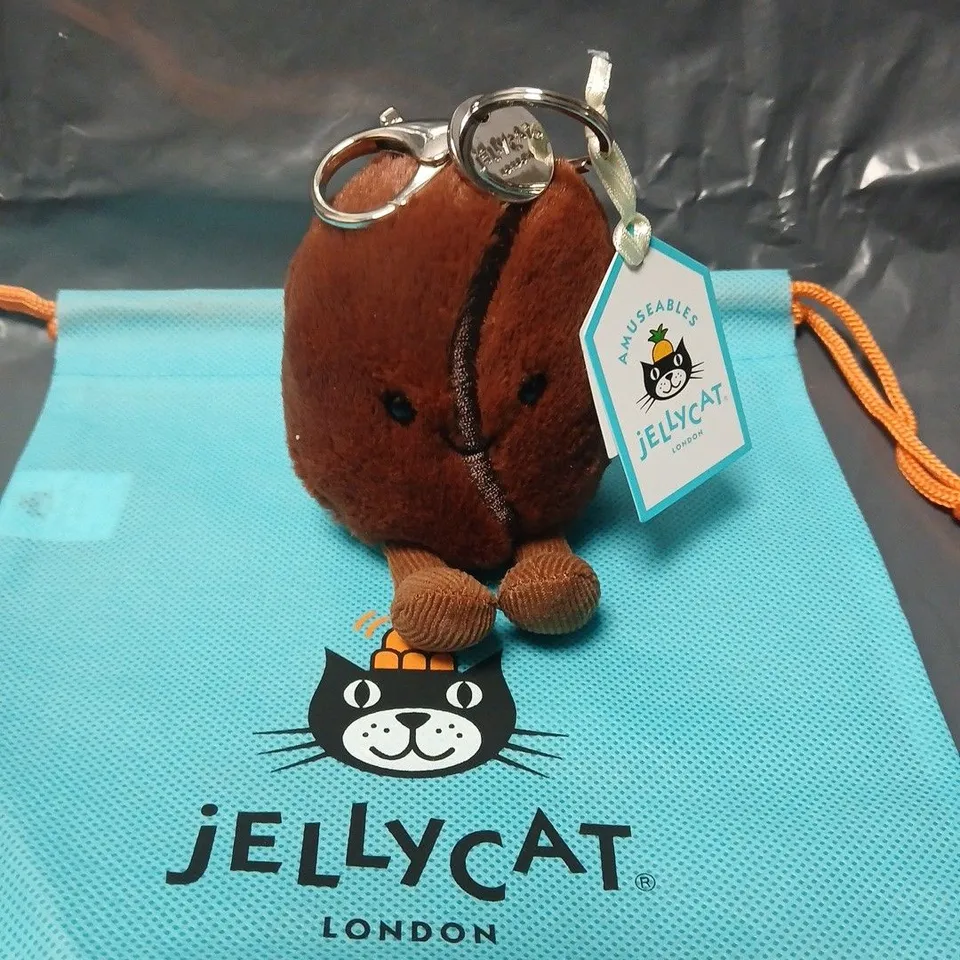 JELLYCAT AMUSEABLES COFFEE BEAN BAG CHARM PLUSH WITH TAGS