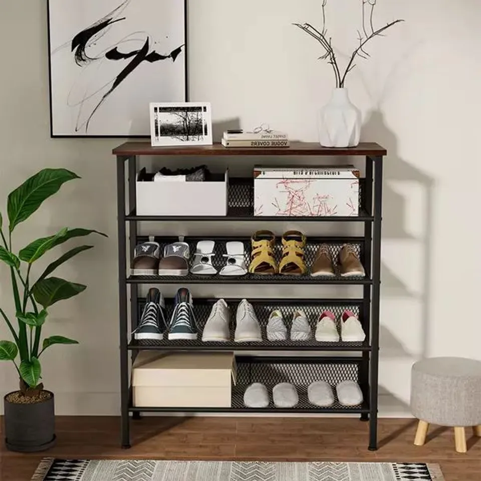 BOXED LIVING & HOME DIRECT 5-TIER MESH SHELVES SHOE RACK