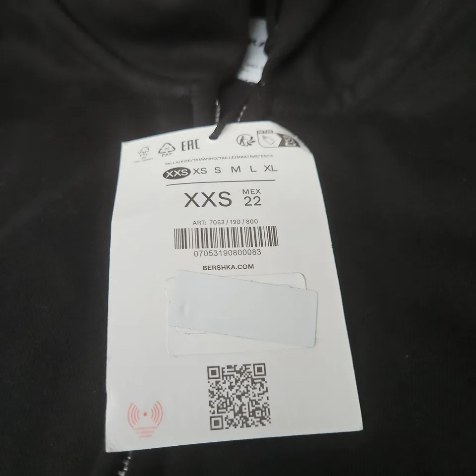 BERSHKA BLACK HOODIE, XXS