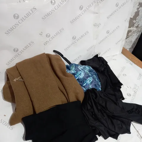 BOX OF ASSORTED CLOTHING ITEMS TOO INCLUDE JACKETS TOPS AND TROUSERS