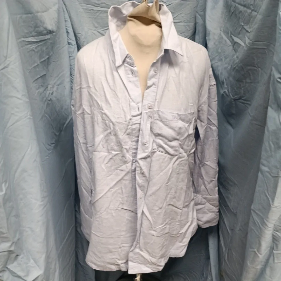 T/ALA SOFT LINEN LONG SLEEVE SHIRT IN BABY BLUE - SMALL