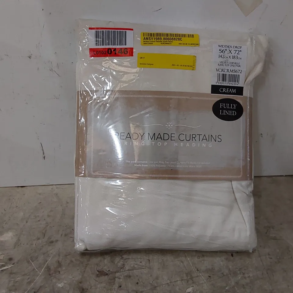 BAGGED NICKSON ROOM DARKENING EYELET CURTAINS - CREAM // SIZE: 142 X 183CM (1 ITEM)