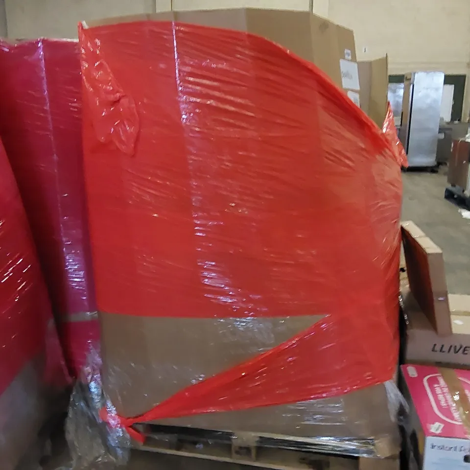 PALLET OF ASSORTED ITEMS INCLUDING: AIR FRYER, PRESSURE COOKER, BIKE, 30W SOLAR PANEL, MIXER SHOWER