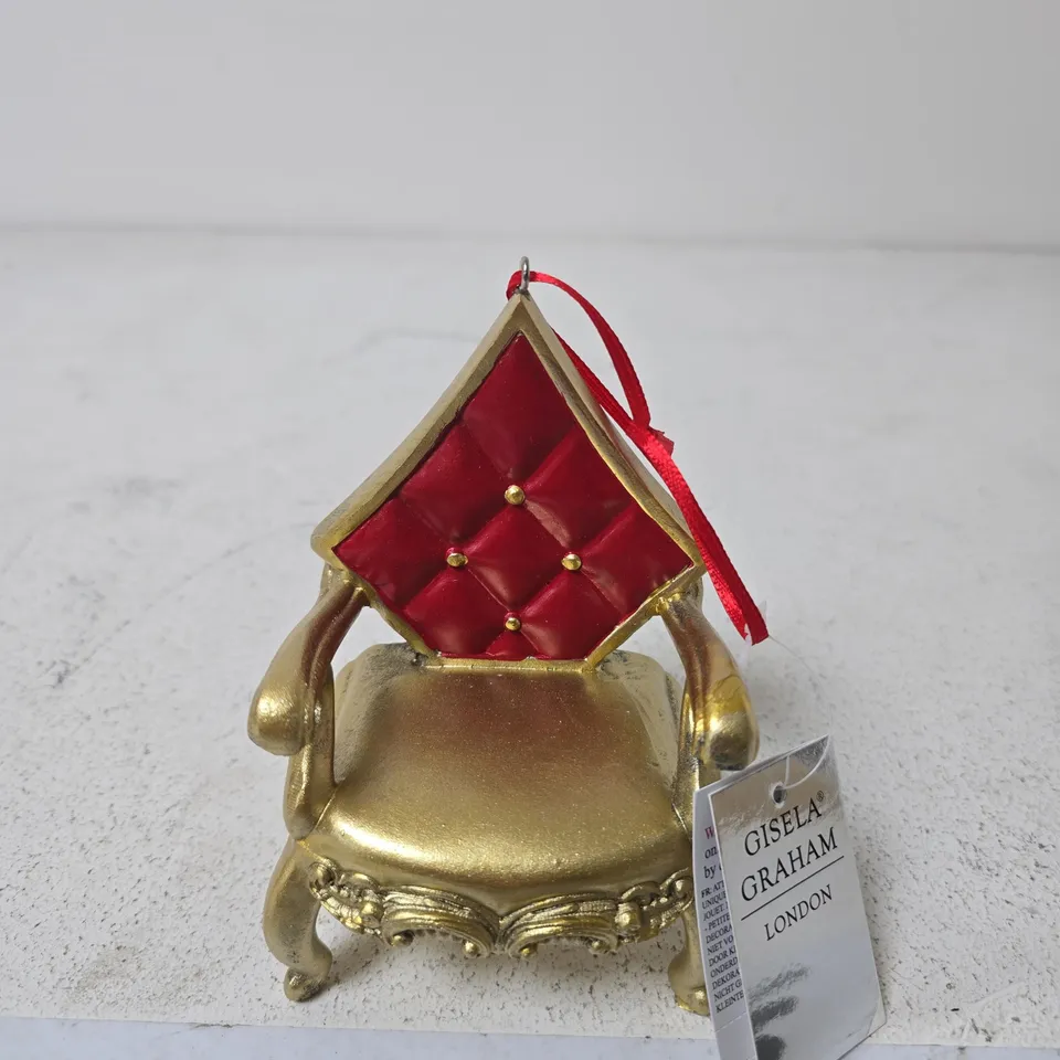 GISELA GRAHAM GOLD-TONE MINIATURE THRONE CHAIR ORNAMENT – X8