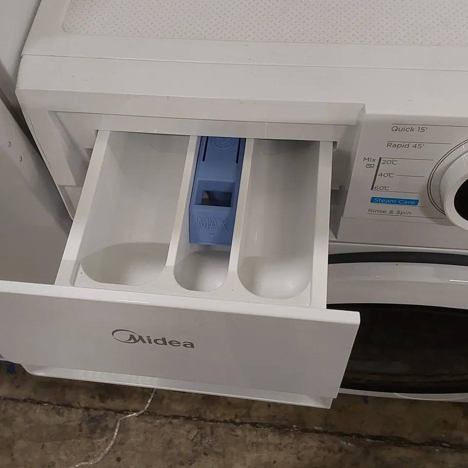 MIDEA 9KG FREESTANDING WASHING MACHINE IN WHITE, MODEL: MF10EW90BA