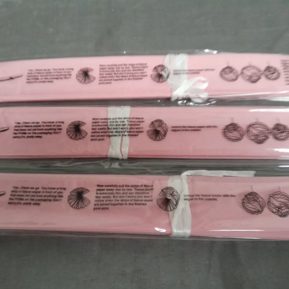 LARGE QUANTITY OF PINK 15" TISSUE PAPER DECORATIONS 