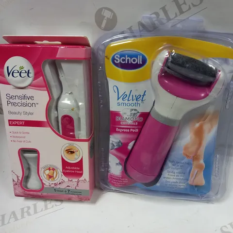 VEET BEAUTY STYLER AND SCHOLL VELVET SMOOTH PEDI ROLLER BUNDLE