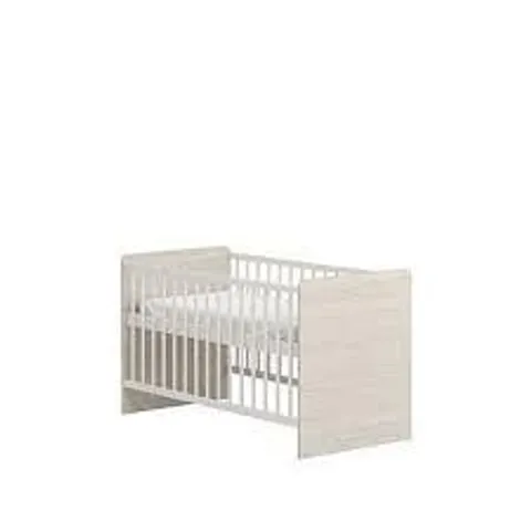 BOXED LITTLE ACORNS PORTOFINO COT BED 140 X 70cm - GREY/OAK (2 BOXES)