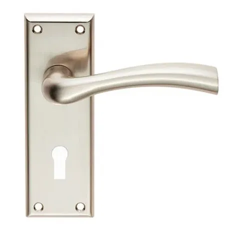 BOXED CINQUANTA LATCH BATHROOM DOOR HANDLE SET SATIN NICKEL