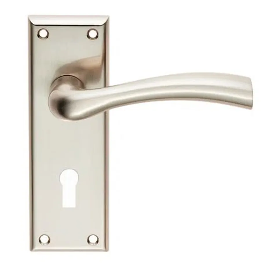 BOXED CINQUANTA LATCH BATHROOM DOOR HANDLE SET SATIN NICKEL