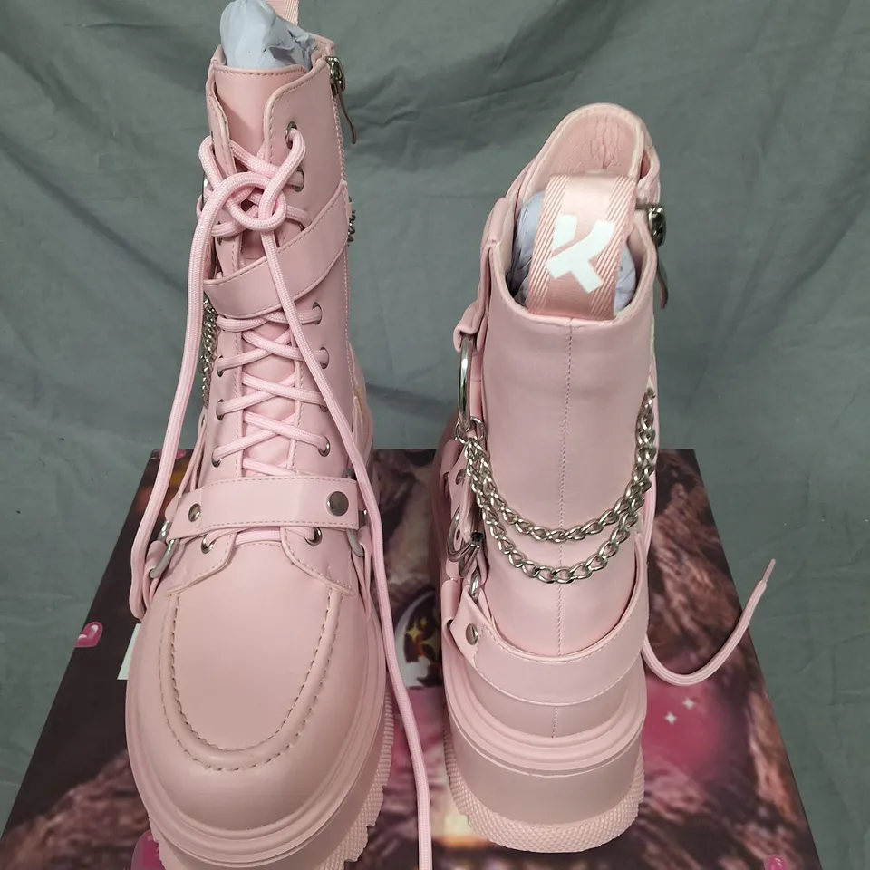 BOXED KOI FAMILY PASTEL PINK PLATFORM BOOTS - UK5